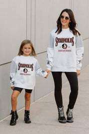 FLORIDA STATE SEMINOLES DYNAMIC KIDS CREWNECK FLEECE WITH JERSEY MESH CONTRAST SHOULDER SWEATSHIRT