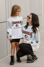 FLORIDA STATE SEMINOLES DYNAMIC KIDS CREWNECK FLEECE WITH JERSEY MESH CONTRAST SHOULDER SWEATSHIRT