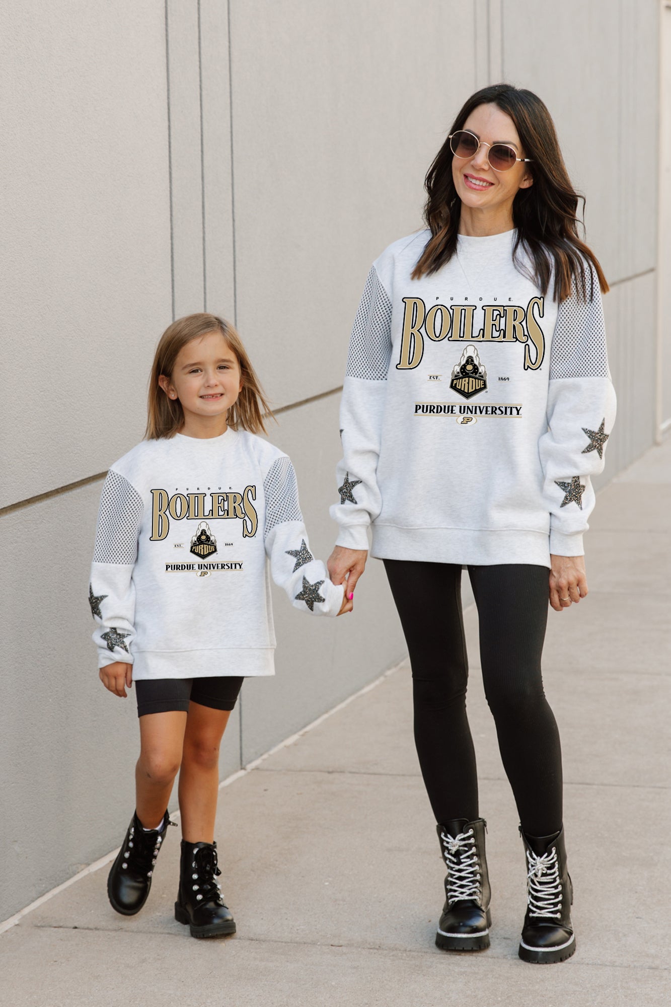 PURDUE BOILERMAKERS DYNAMIC KIDS CREWNECK FLEECE WITH JERSEY MESH CONTRAST SHOULDER SWEATSHIRT