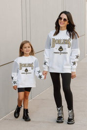 PURDUE BOILERMAKERS DYNAMIC KIDS CREWNECK FLEECE WITH JERSEY MESH CONTRAST SHOULDER SWEATSHIRT