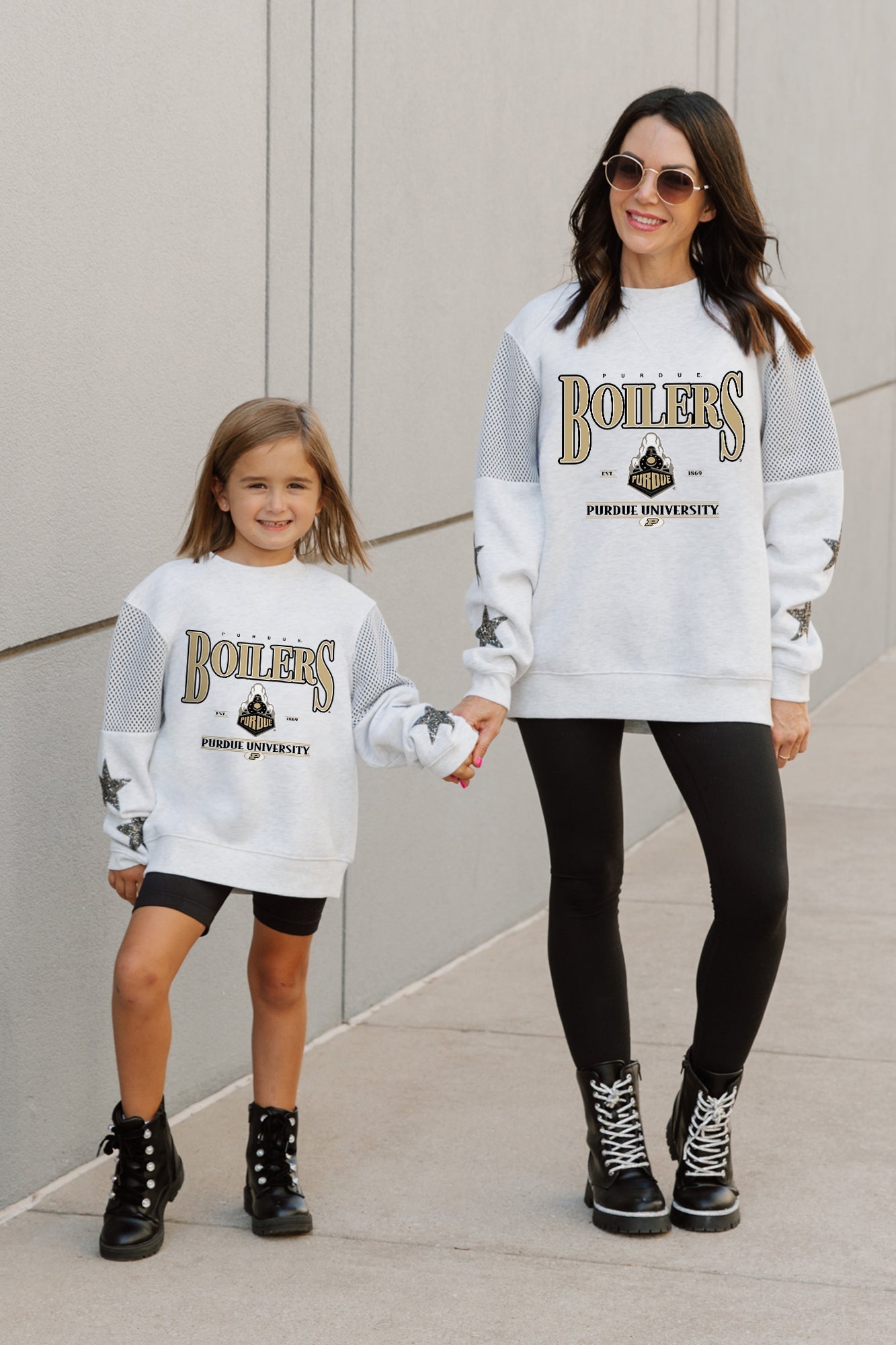 PURDUE BOILERMAKERS DYNAMIC KIDS CREWNECK FLEECE WITH JERSEY MESH CONTRAST SHOULDER SWEATSHIRT
