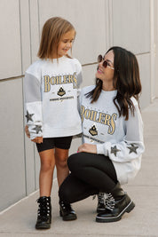 PURDUE BOILERMAKERS DYNAMIC KIDS CREWNECK FLEECE WITH JERSEY MESH CONTRAST SHOULDER SWEATSHIRT