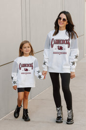 SOUTH CAROLINA GAMECOCKS DYNAMIC KIDS CREWNECK FLEECE WITH JERSEY MESH CONTRAST SHOULDER SWEATSHIRT