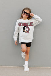 FLORIDA STATE SEMINOLES BIG GOALS KIDS DROP SHOULDER LONG SLEEVE TEE WITH RIBBED NECKLINE AND CUFFS