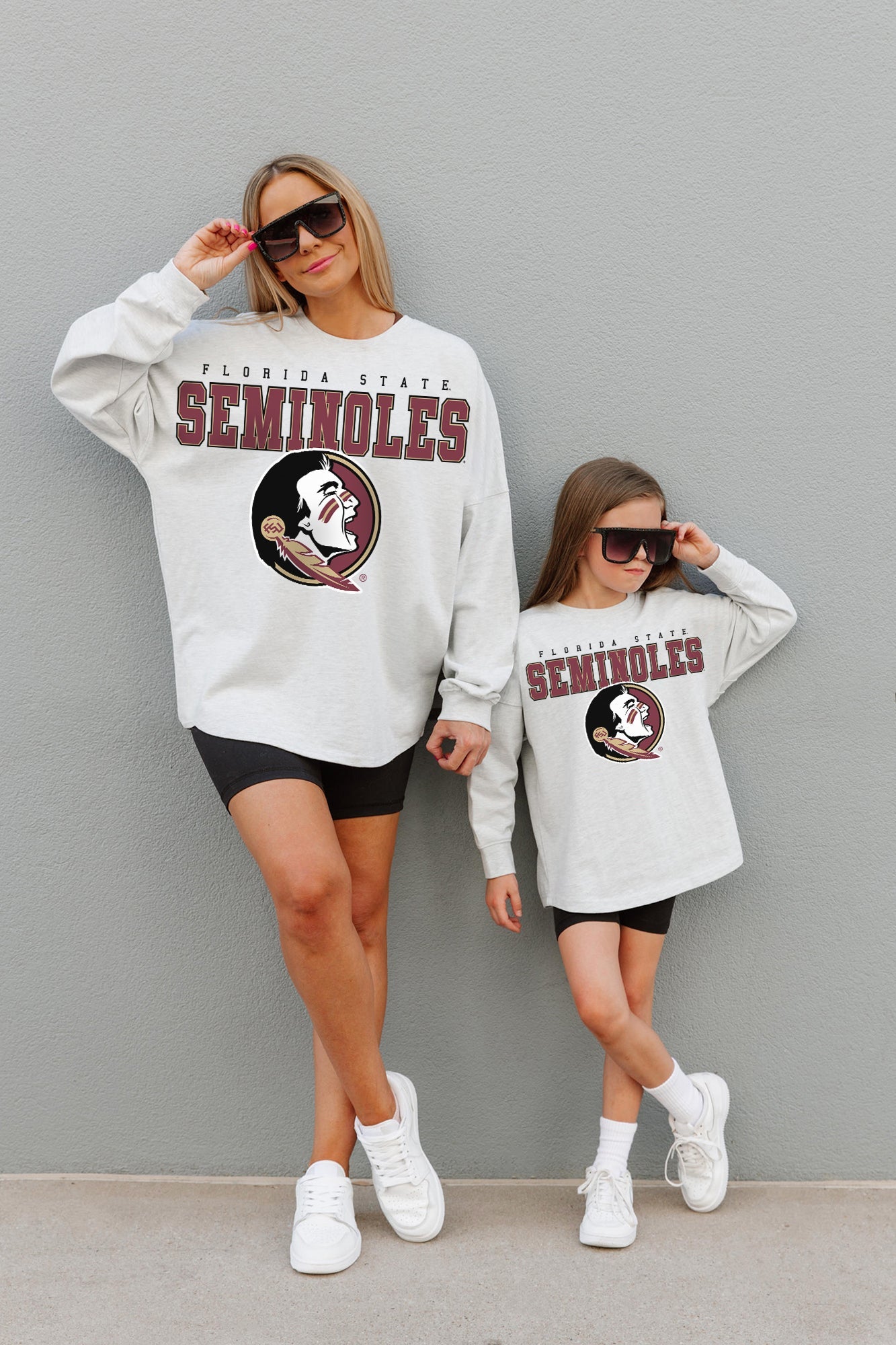 FLORIDA STATE SEMINOLES BIG GOALS KIDS DROP SHOULDER LONG SLEEVE TEE WITH RIBBED NECKLINE AND CUFFS