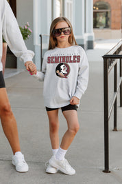 FLORIDA STATE SEMINOLES BIG GOALS KIDS DROP SHOULDER LONG SLEEVE TEE WITH RIBBED NECKLINE AND CUFFS