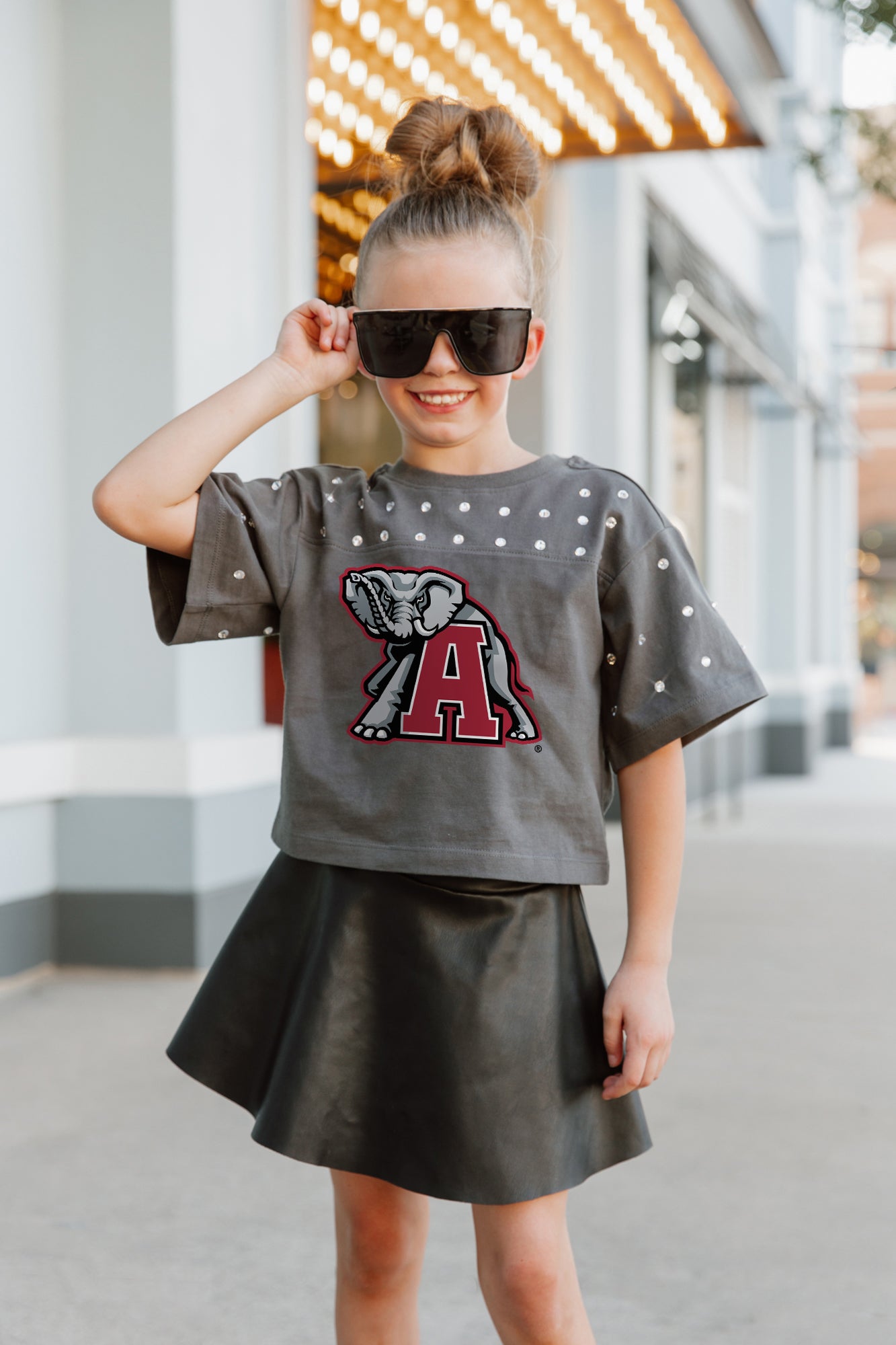 ALABAMA CRIMSON TIDE Making Moves Kid's Rhinestone Crop Tee