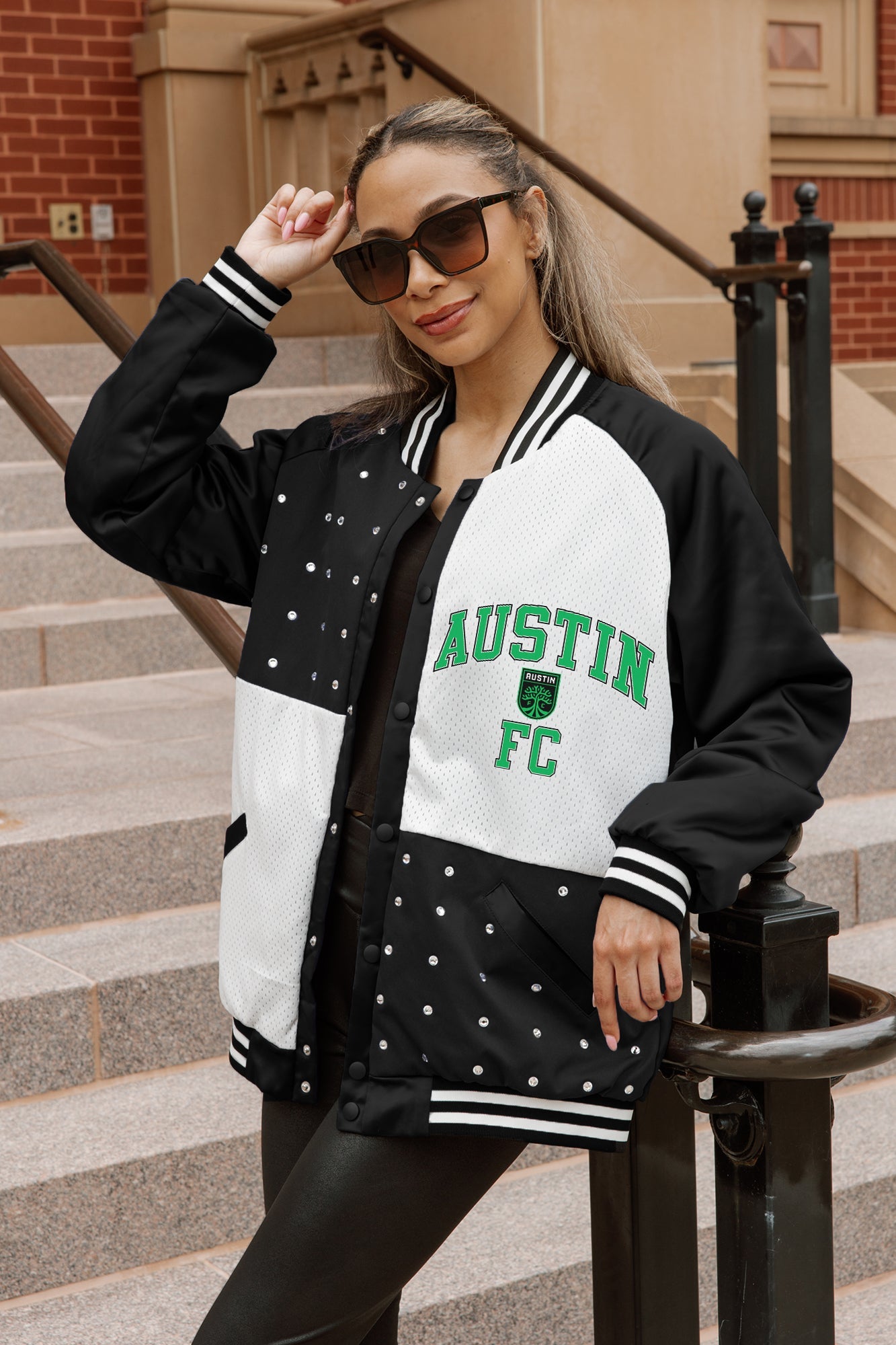 AUSTIN FC REFINED RIVALRY THROWBACK VARSITY BOMBER JACKET
