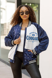 BYU COUGARS INNER DRIVE THROWBACK VARSITY BOMBER JACKET