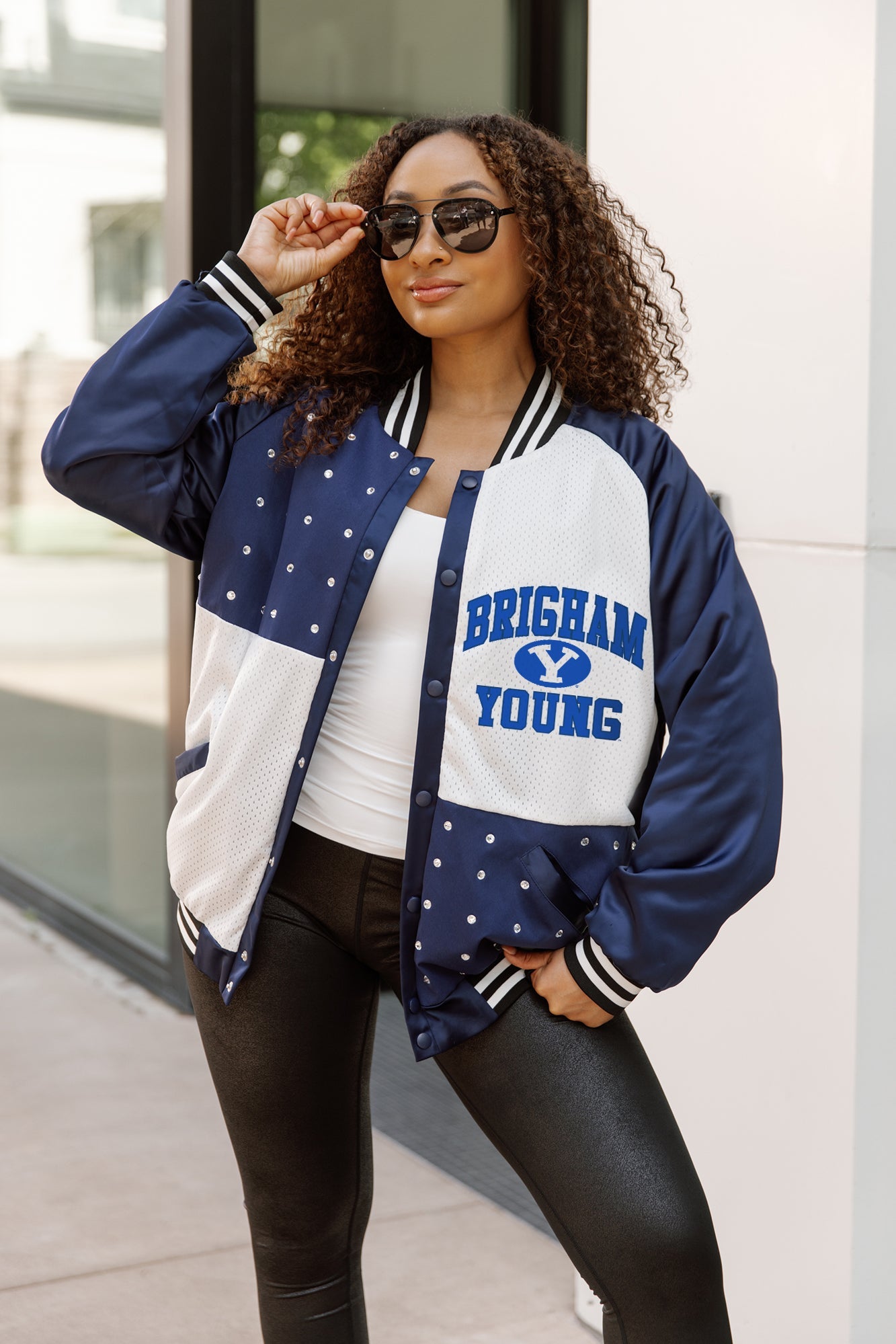 BYU COUGARS REFINED RIVALRY THROWBACK VARSITY BOMBER JACKET