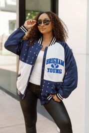 BYU COUGARS REFINED RIVALRY THROWBACK VARSITY BOMBER JACKET