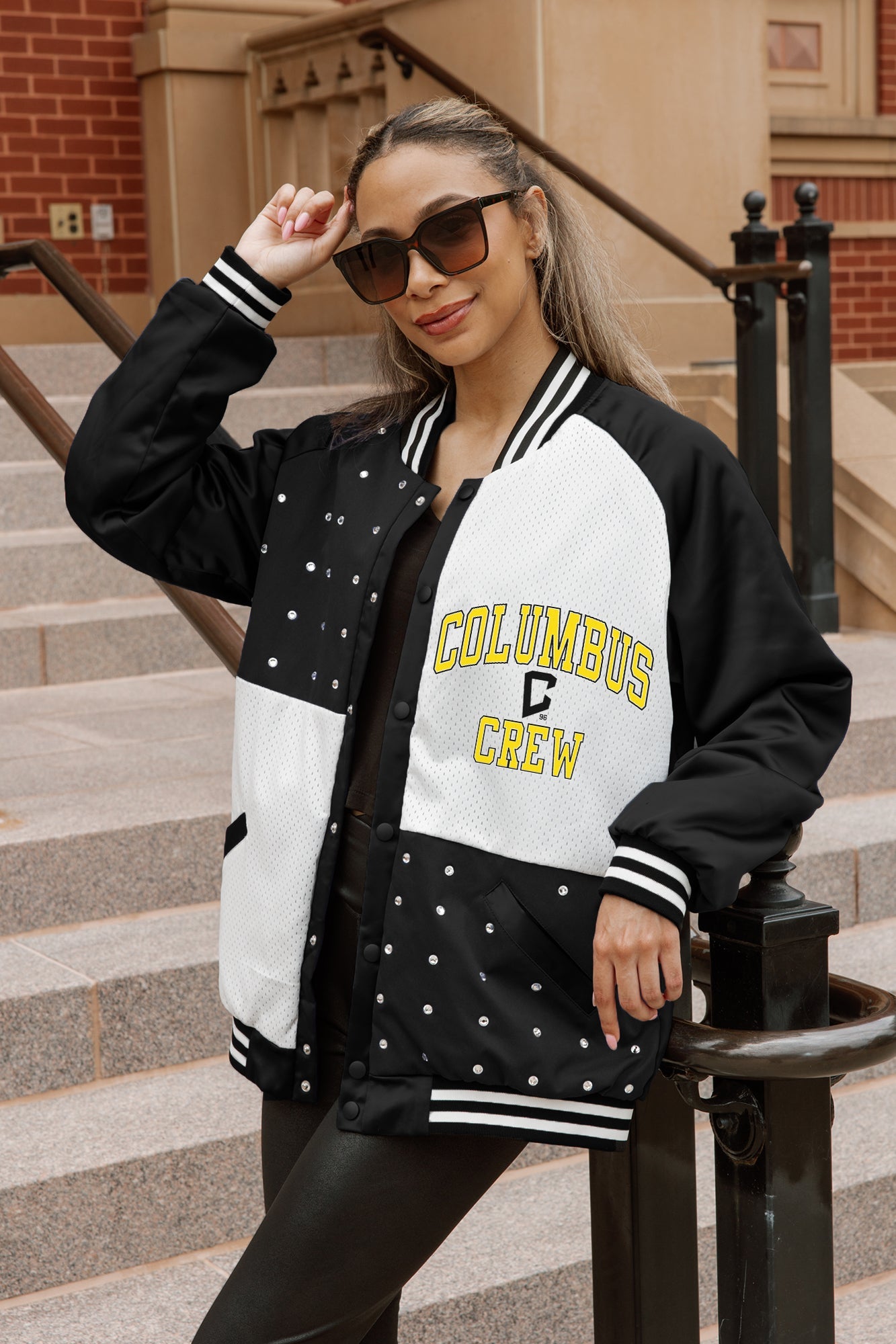 COLUMBUS CREW SC REFINED RIVALRY THROWBACK VARSITY BOMBER JACKET