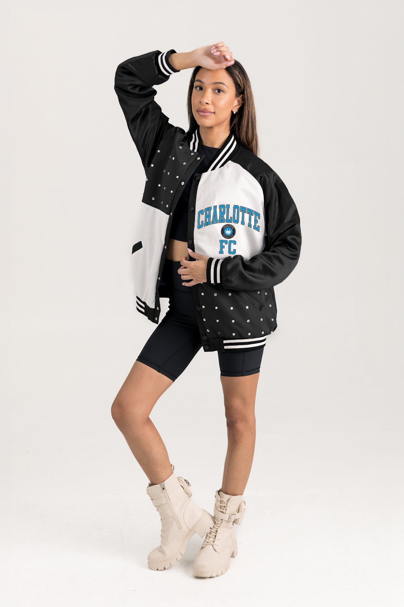 CHARLOTTE FC REFINED RIVALRY THROWBACK VARSITY BOMBER JACKET