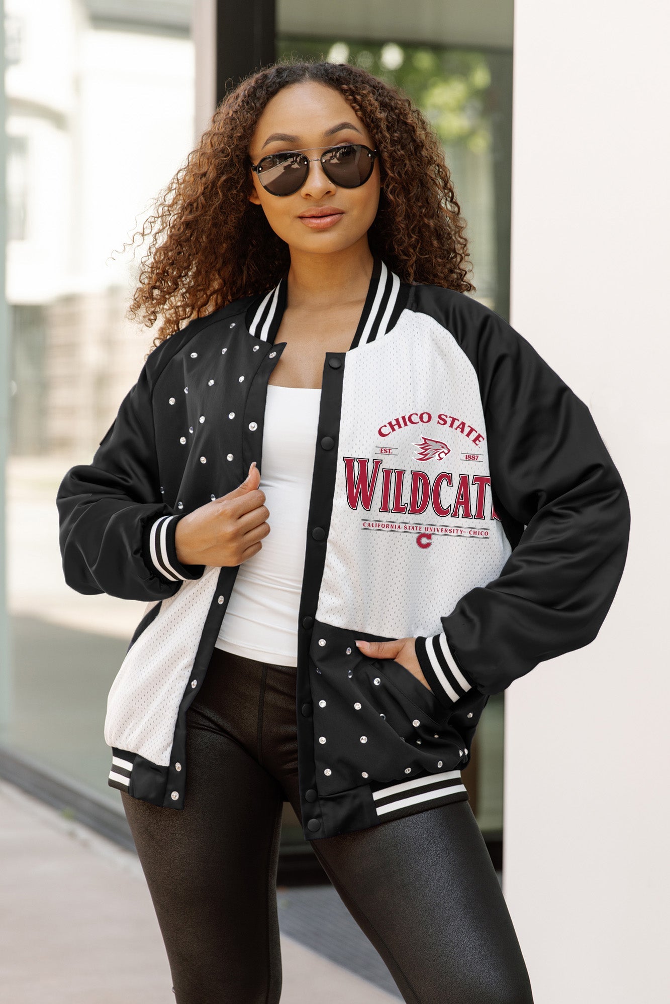 CHICO STATE WILDCATS INNER DRIVE THROWBACK VARSITY BOMBER JACKET