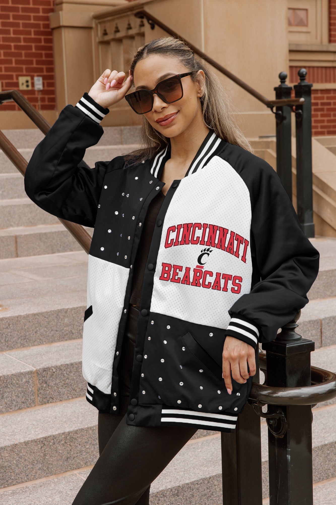 CINCINNATI BEARCATS REFINED RIVALRY THROWBACK VARSITY BOMBER JACKET