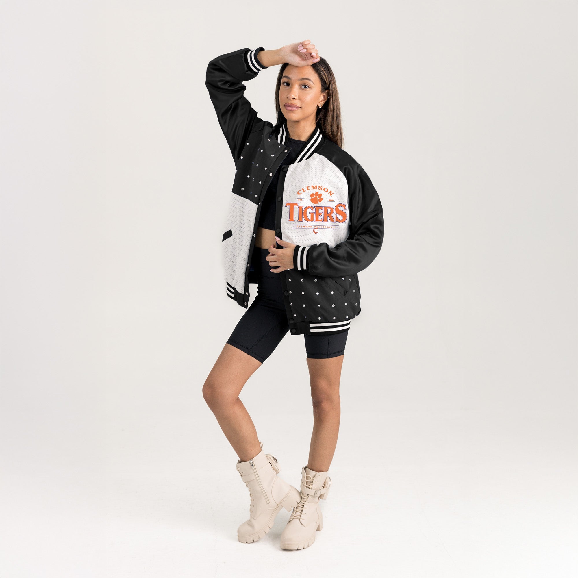 CLEMSON TIGERS INNER DRIVE THROWBACK VARSITY BOMBER JACKET