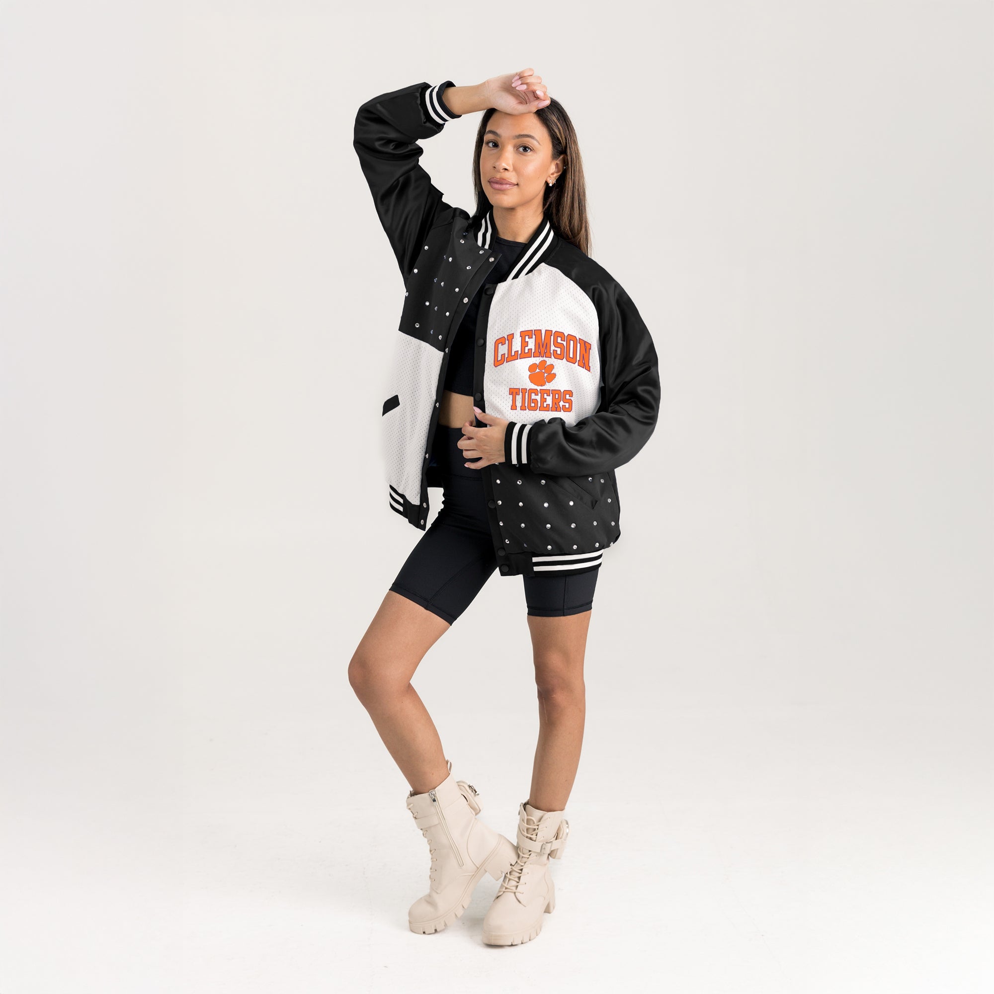 CLEMSON TIGERS REFINED RIVALRY THROWBACK VARSITY BOMBER JACKET