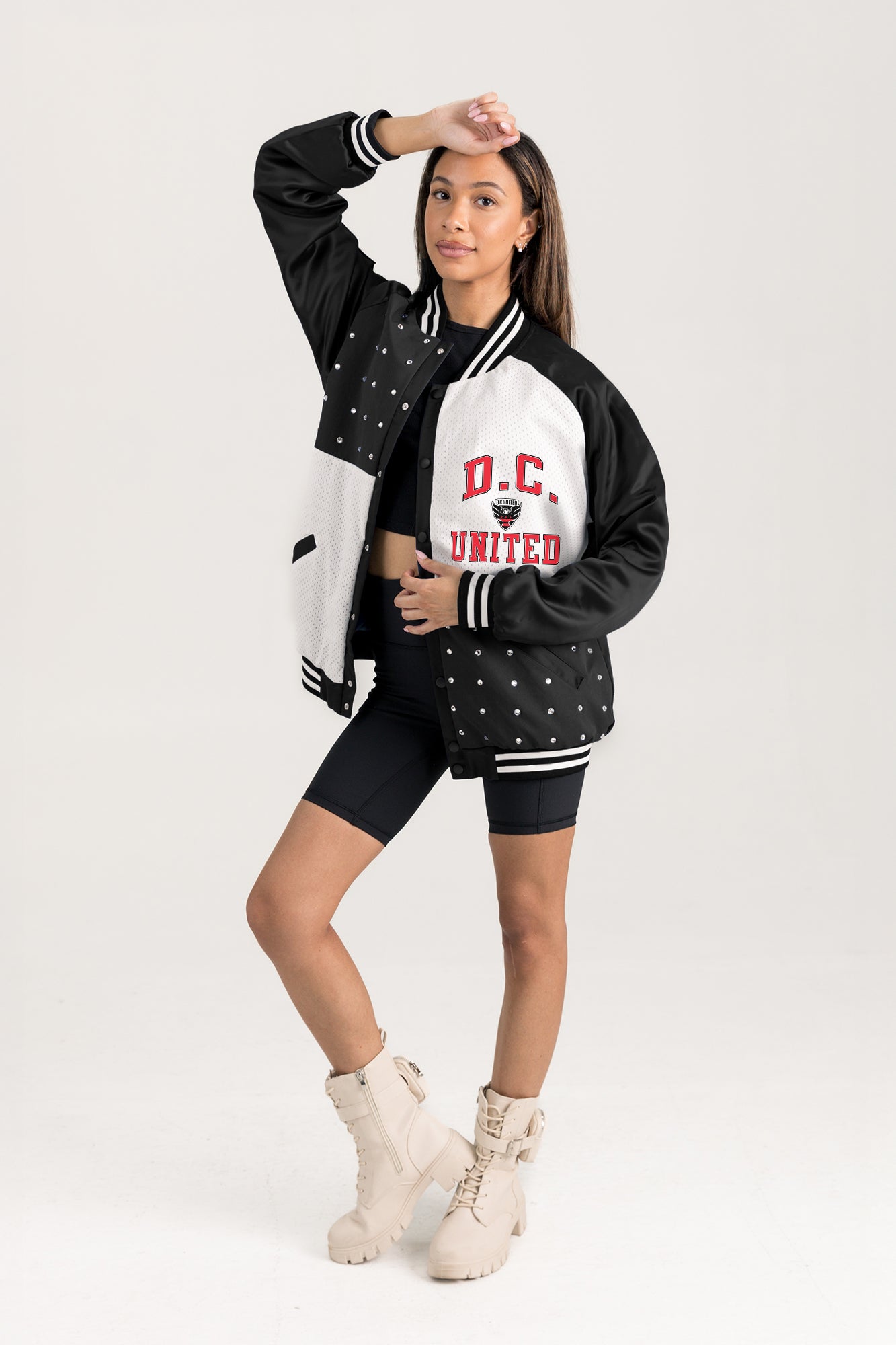 DC UNITED REFINED RIVALRY THROWBACK VARSITY BOMBER JACKET