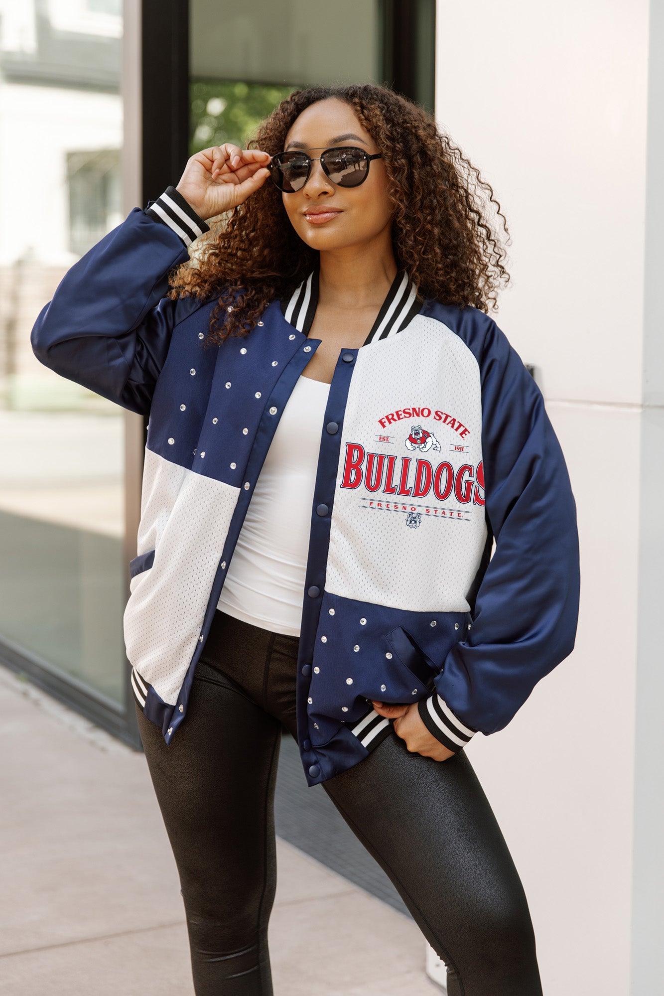 FRESNO STATE BULLDOGS INNER DRIVE THROWBACK VARSITY BOMBER JACKET