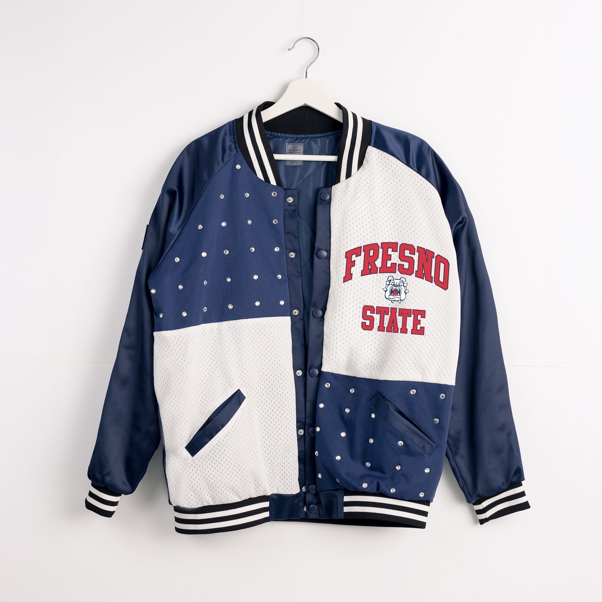 FRESNO STATE BULLDOGS REFINED RIVALRY THROWBACK VARSITY BOMBER JACKET