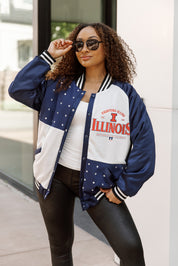 ILLINOIS FIGHTING ILLINI INNER DRIVE THROWBACK VARSITY BOMBER JACKET