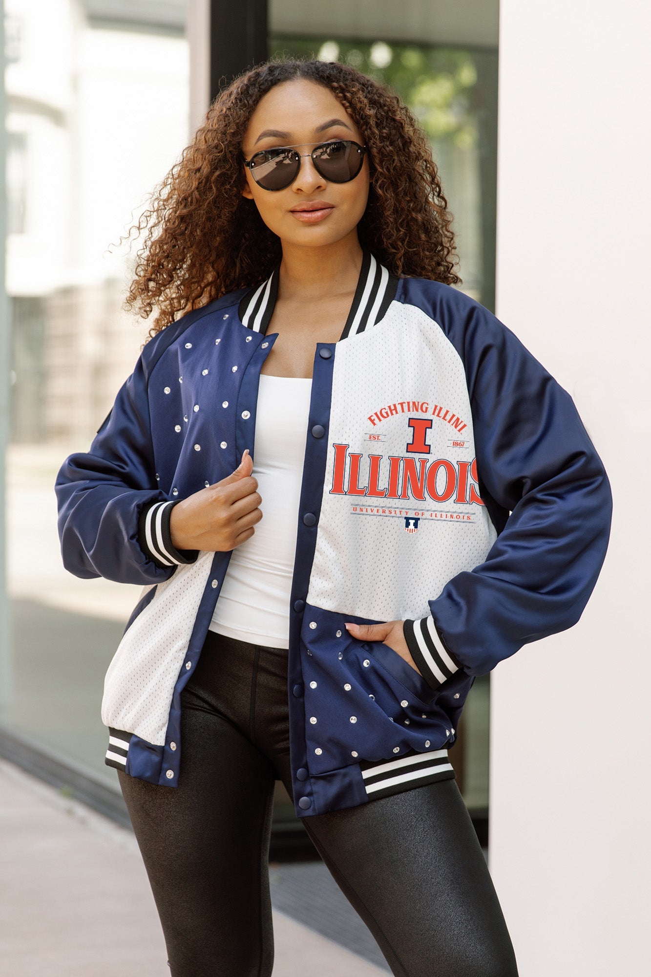 ILLINOIS FIGHTING ILLINI INNER DRIVE THROWBACK VARSITY BOMBER JACKET