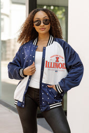 ILLINOIS FIGHTING ILLINI INNER DRIVE THROWBACK VARSITY BOMBER JACKET