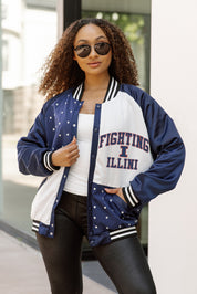 ILLINOIS FIGHTING ILLINI REFINED RIVALRY THROWBACK VARSITY BOMBER JACKET