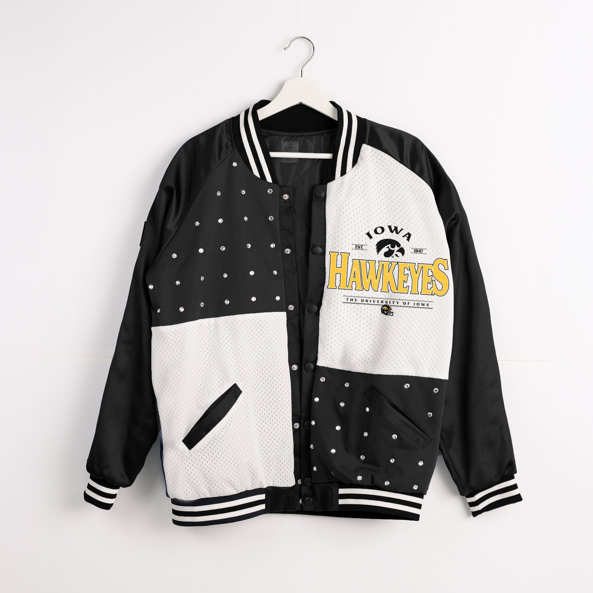 IOWA HAWKEYES INNER DRIVE THROWBACK VARSITY BOMBER JACKET