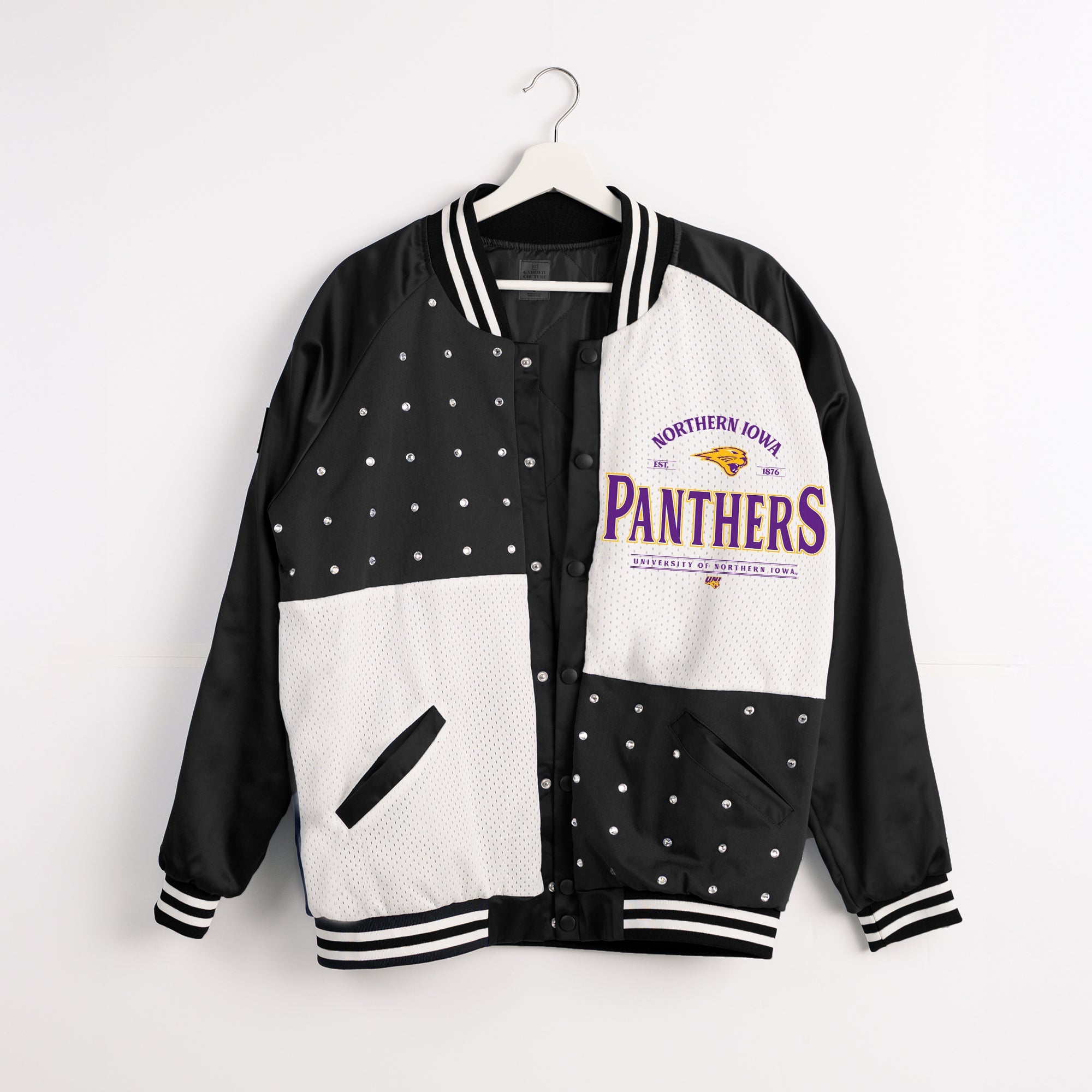 NORTHERN IOWA PANTHERS INNER DRIVE THROWBACK VARSITY BOMBER JACKET