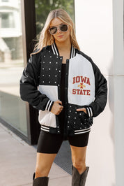 IOWA STATE CYCLONES REFINED RIVALRY THROWBACK VARSITY BOMBER JACKET