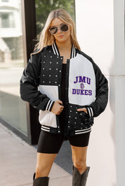 JAMES MADISON DUKES REFINED RIVALRY THROWBACK VARSITY BOMBER JACKET