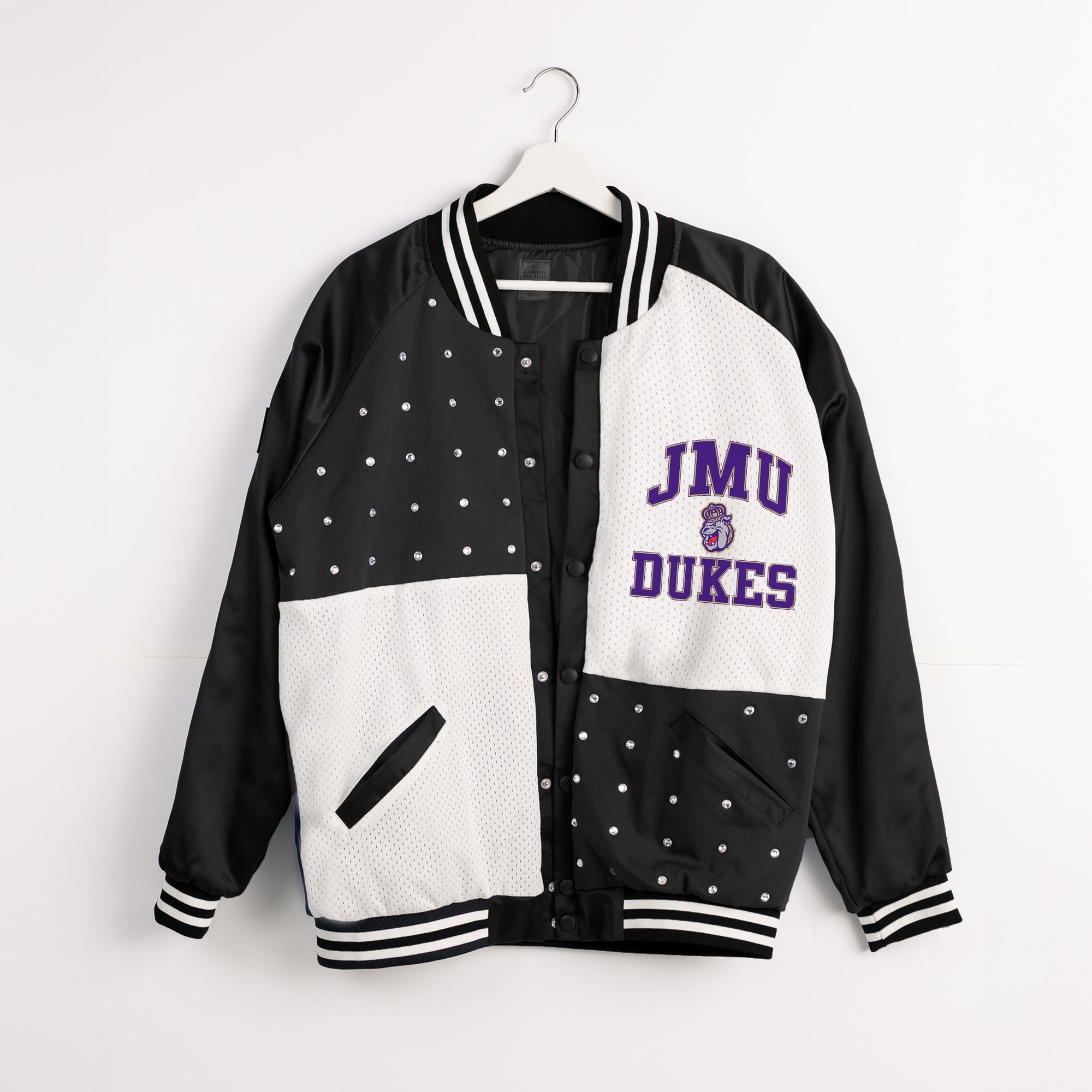 JAMES MADISON DUKES REFINED RIVALRY THROWBACK VARSITY BOMBER JACKET