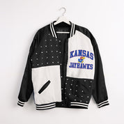 KANSAS JAYHAWKS REFINED RIVALRY THROWBACK VARSITY BOMBER JACKET