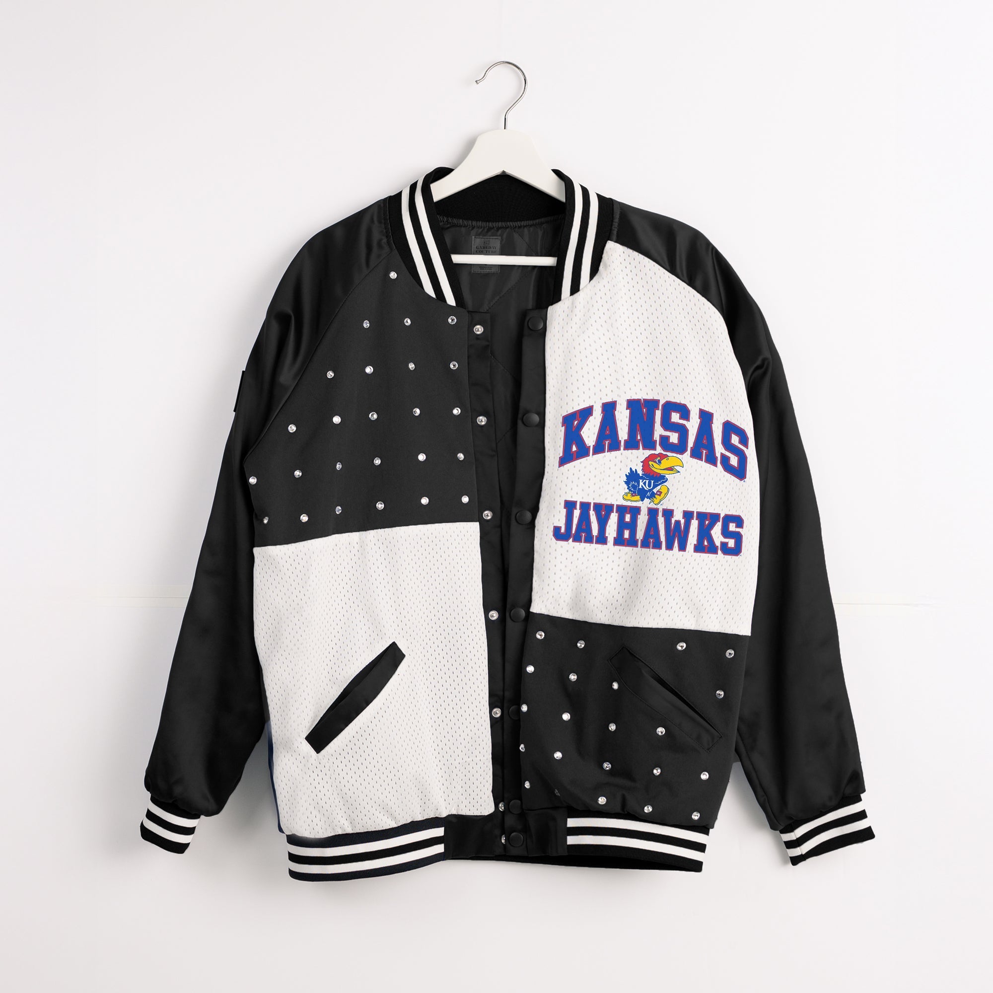 KANSAS JAYHAWKS REFINED RIVALRY THROWBACK VARSITY BOMBER JACKET