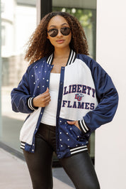 LIBERTY FLAMES REFINED RIVALRY THROWBACK VARSITY BOMBER JACKET