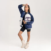 LIBERTY FLAMES REFINED RIVALRY THROWBACK VARSITY BOMBER JACKET