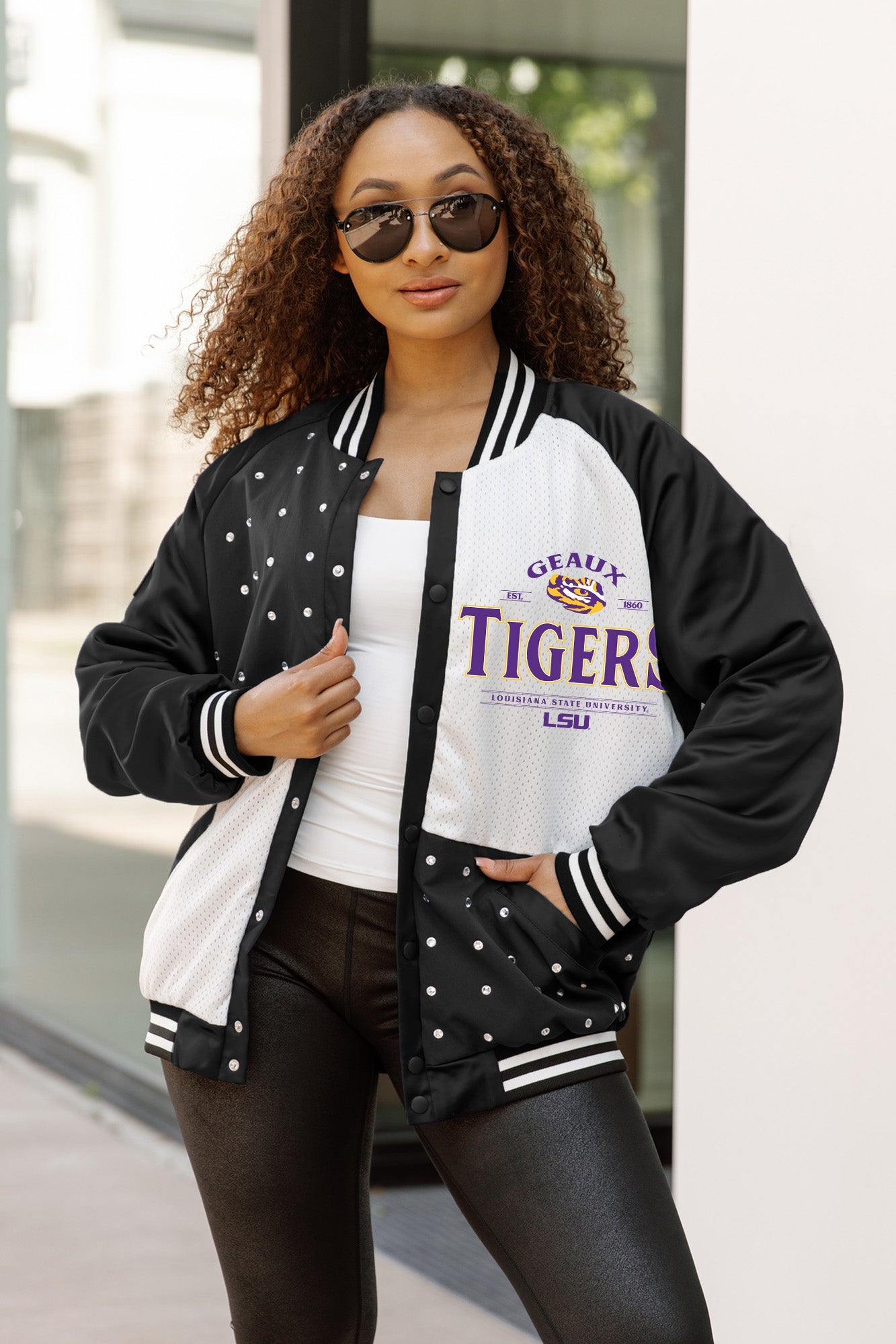 LSU TIGERS INNER DRIVE THROWBACK VARSITY BOMBER JACKET