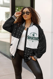 MICHIGAN STATE SPARTANS INNER DRIVE THROWBACK VARSITY BOMBER JACKET
