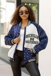 MICHIGAN WOLVERINES REFINED RIVALRY THROWBACK VARSITY BOMBER JACKET