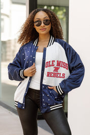 OLE MISS REBELS REFINED RIVALRY THROWBACK VARSITY BOMBER JACKET