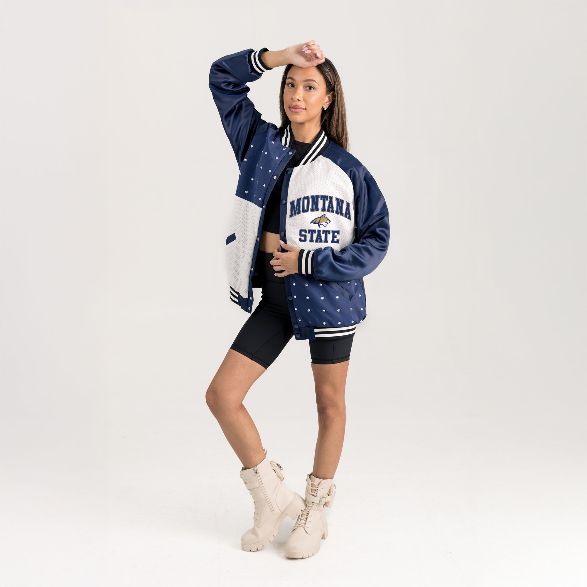 MONTANA STATE BOBCATS REFINED RIVALRY THROWBACK VARSITY BOMBER JACKET