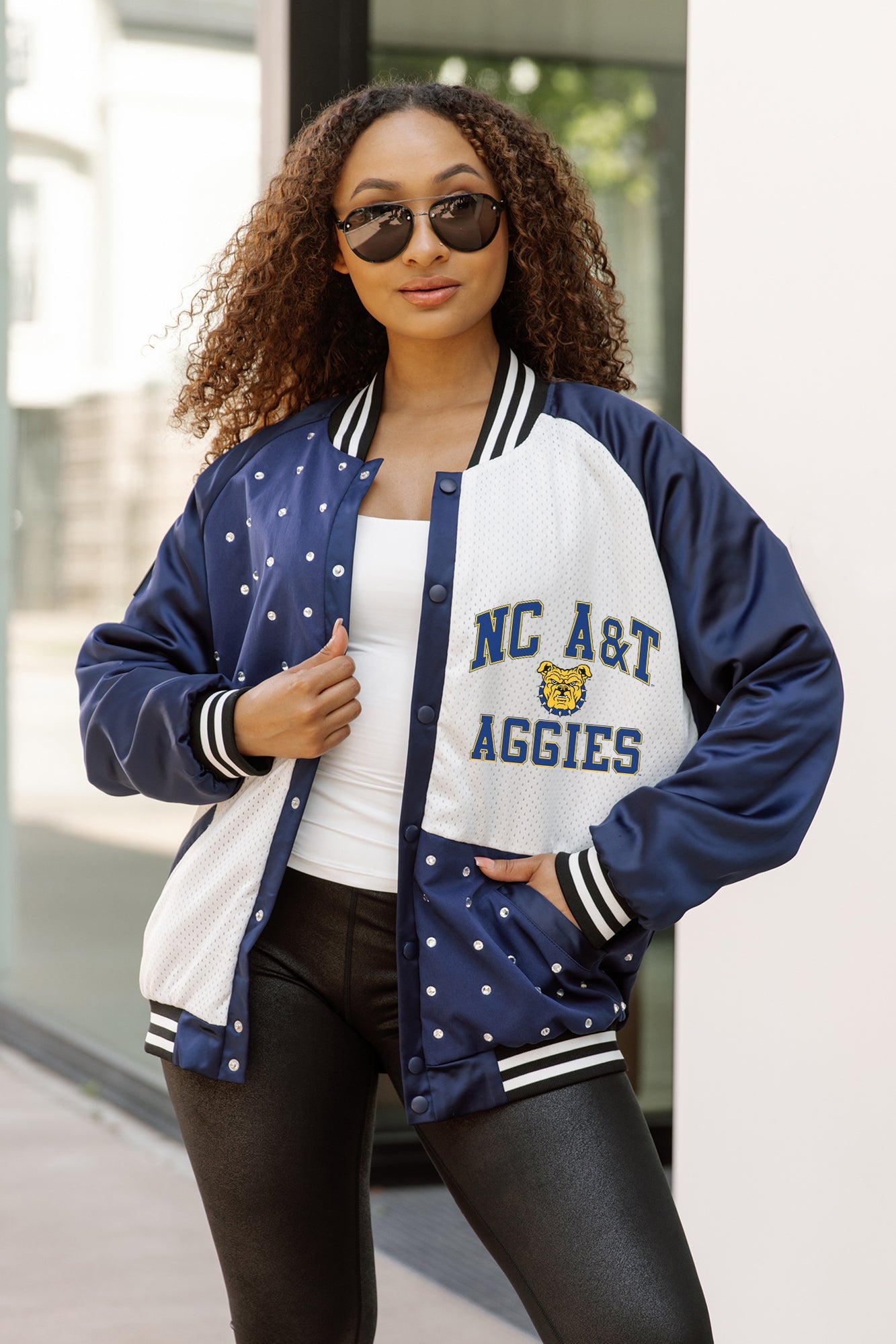 NORTH CAROLINA A&T STATE AGGIES REFINED RIVALRY THROWBACK VARSITY BOMBER JACKET