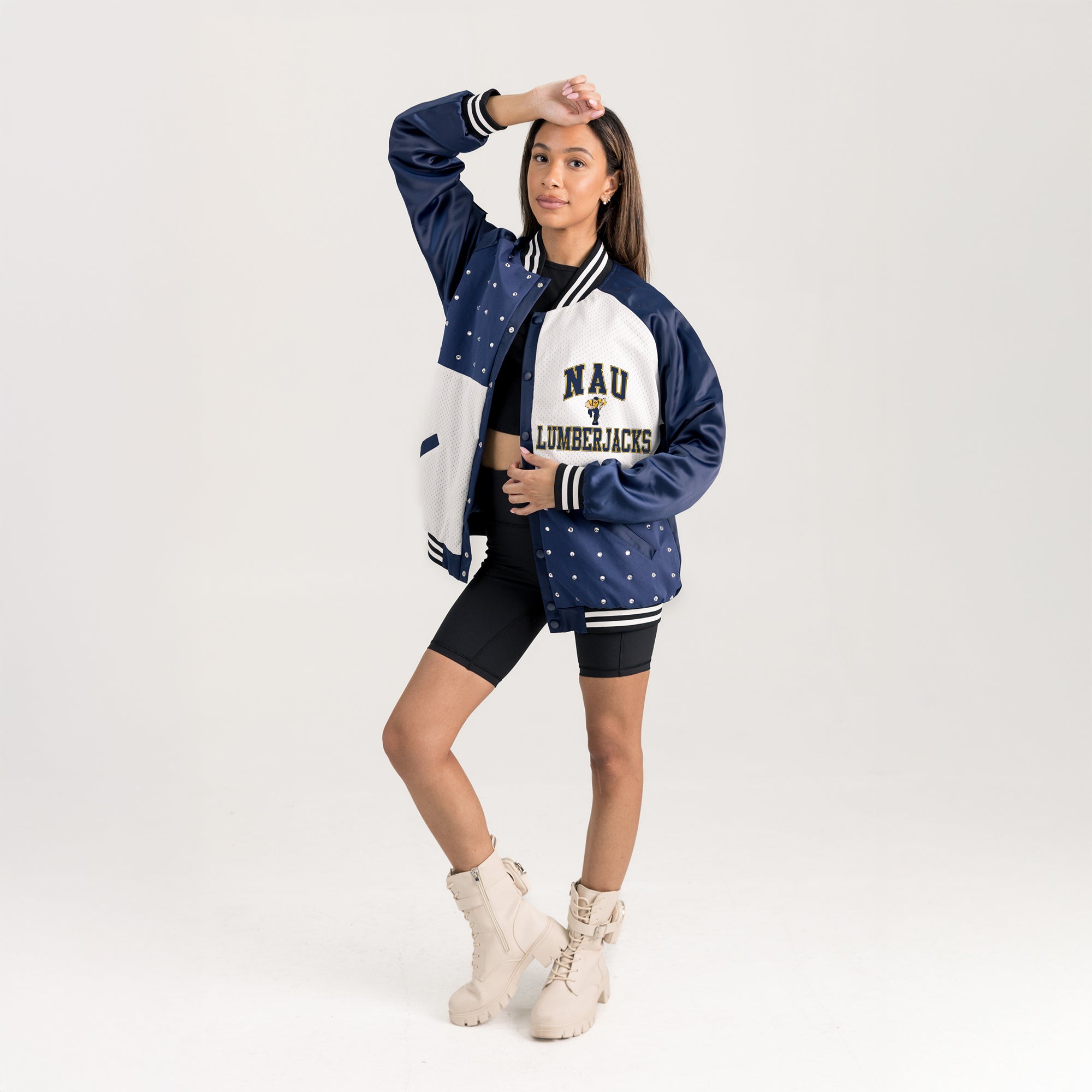NORTHERN ARIZONA LUMBERJACKS REFINED RIVALRY THROWBACK VARSITY BOMBER JACKET