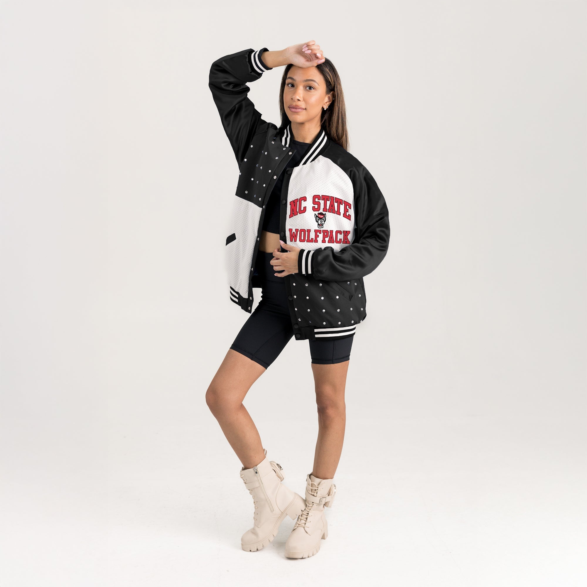 NORTH CAROLINA STATE WOLFPACK REFINED RIVALRY THROWBACK VARSITY BOMBER JACKET