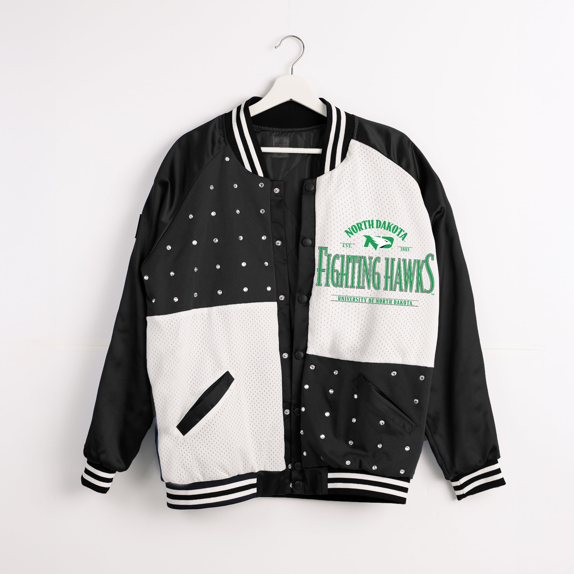 NORTH DAKOTA FIGHTING HAWKS INNER DRIVE THROWBACK VARSITY BOMBER JACKET