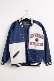 NEW ENGLAND REVOLUTION REFINED RIVALRY THROWBACK VARSITY BOMBER JACKET