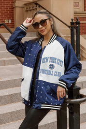NEW YORK CITY FC REFINED RIVALRY THROWBACK VARSITY BOMBER JACKET