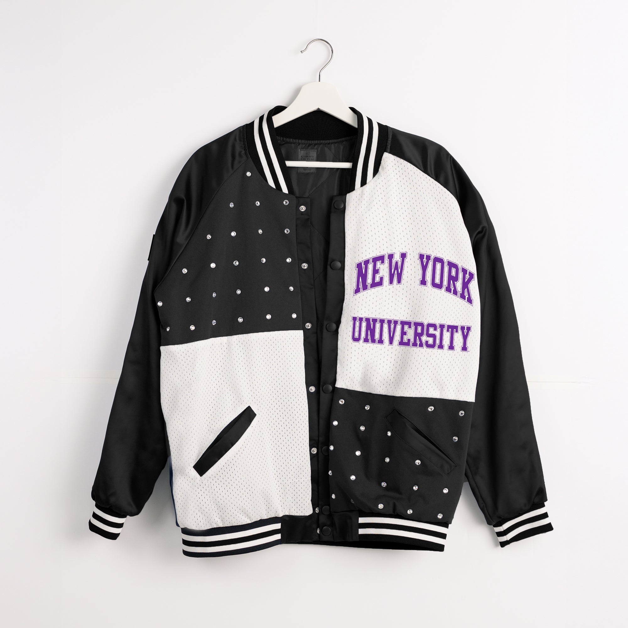 NEW YORK UNIVERSITY VIOLETS REFINED RIVALRY THROWBACK VARSITY BOMBER JACKET