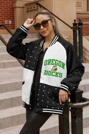 OREGON DUCKS REFINED RIVALRY THROWBACK VARSITY BOMBER JACKET